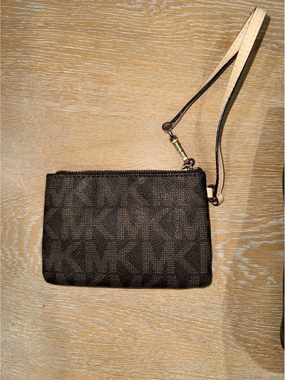 Michael Kors Jet Set Signature Snap-Pocket Tote Brown MK monogram Wallet Pouch